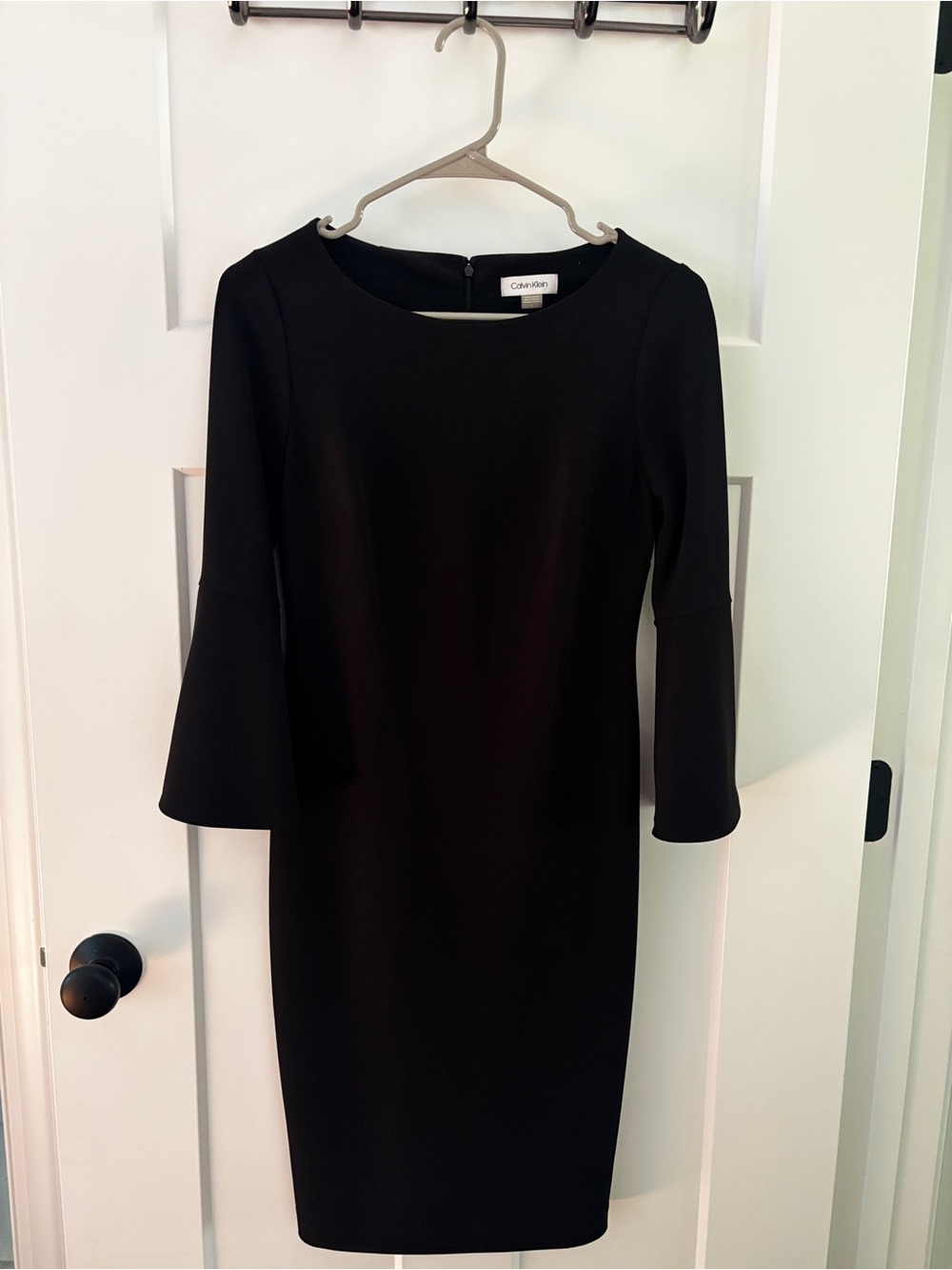 Calvin Klein Black Long-Sleeve Bell Cuff Sheath Dress